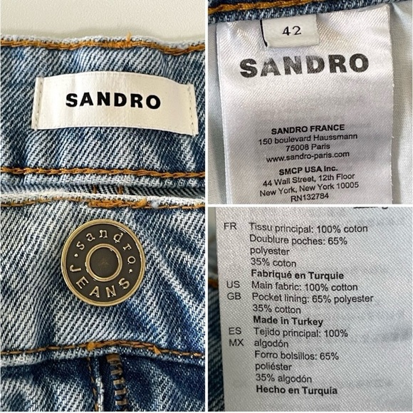 Sandro Guylain Distressed Boyfriend Rigid Denim High Waist Ankle Jean 10 - Picture 15 of 16